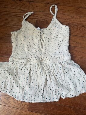 Patrons of Peace Cream Tank with Teal Speckle